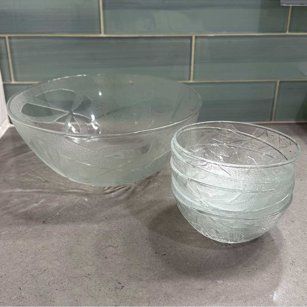 KIG | Vintage Indonesia Hibiscus print glass bowl set of 6